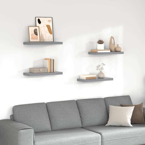  Plutajuće zidne police 4 kom sive 60 x 23,5 x 3,8 cm MDF Cijene