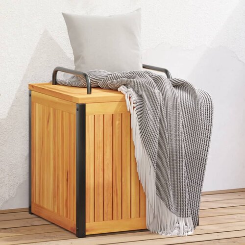 The Living Store Zunanja škatla za blazine 45x45x45/53 cm akacijev les in jeklo - Škatla Za Blazine, (21483971) Cene