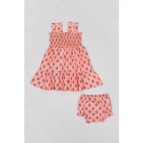 Zippy Pamučna haljina za bebe boja: ružičasta, mini, širi se prema dolje