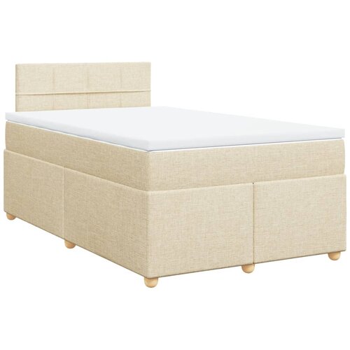 VidaXL Krevet s oprugama i madracem krem 120 x 200 cm od tkanine Slike