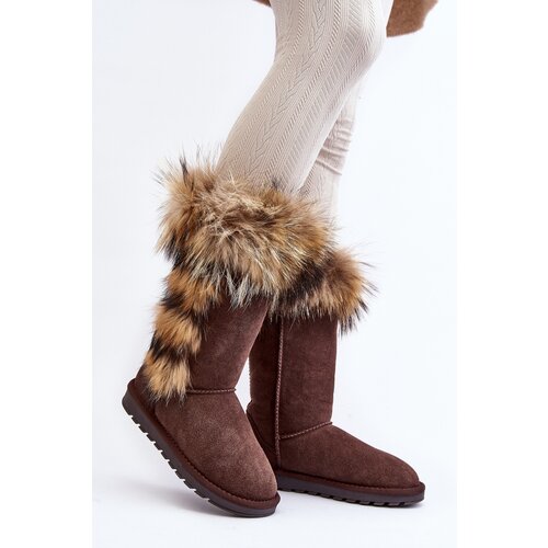  Women's Snow Boots With Fur Leather Suede Brown Balvin Cijene