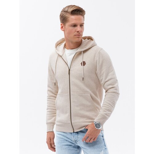 Ombre Unbuttoned men's HOODIE sweatshirt in pleasant knit fabric - cream melange Cene