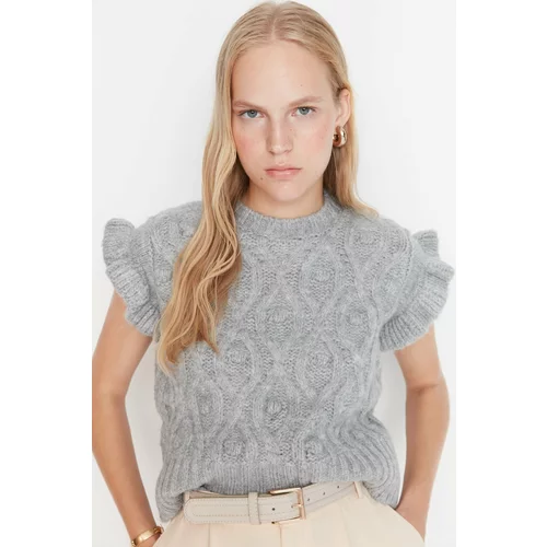 Trendyol Gray Crop, Soft Textured Knitwear Sweater
