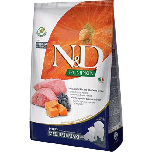 N&d Pumpkin Medium/Maxi Puppy, Jagnjetina & Borovnica Cene