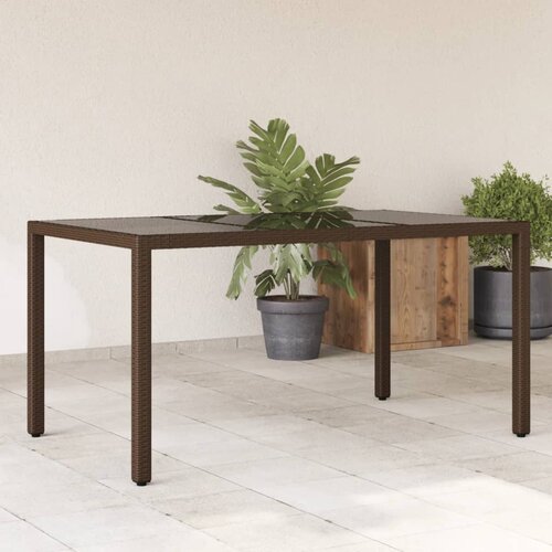  The Living Store Vrtna miza s stekleno plo&amp;scaron;čo rjav 150x90x75 cm poli ratan - Vrtna Miza, (21461789) Slike