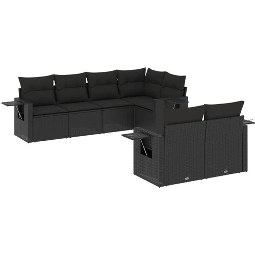  7-dijelni set vrtnih sofa od poliratana s jastucima crni Crna 85 x 62 x 69 cm Slike
