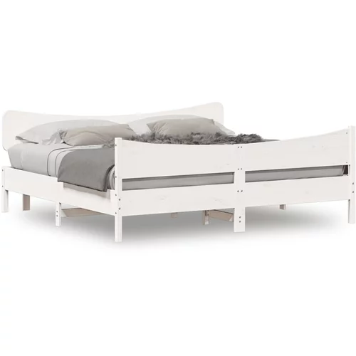 vidaXL Okvir za krevet s uzglavljem bijeli 200x200 cm masivna borovina