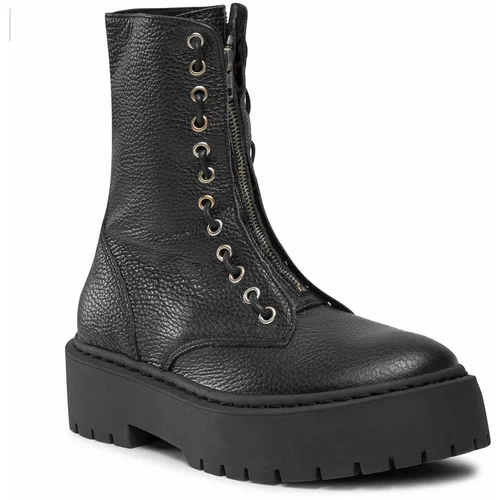 Steve Madden Pohodni čevlji Odilia Bootie SM11002631 SM11002631-017 Black Leather