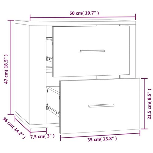 VidaXL Zidni noćni ormarić boja dimljenog hrasta 50x36x47 cm Slike