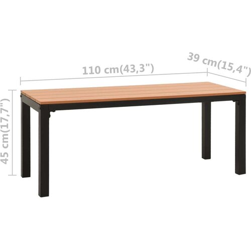 VidaXL Vrtna klupa 110 cm od čelika i WPC-a smeđe-crna Slike