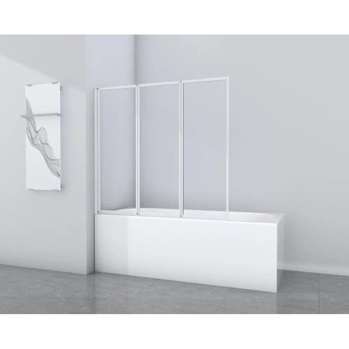 Aurlane zložljiva stena za kopalno kad white star 130 cm x 120 cm bela 3-krilna Cene