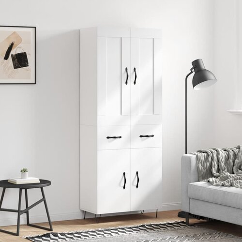  Visoka komoda bijela 69,5x34x180 cm konstruirano drvo Cene