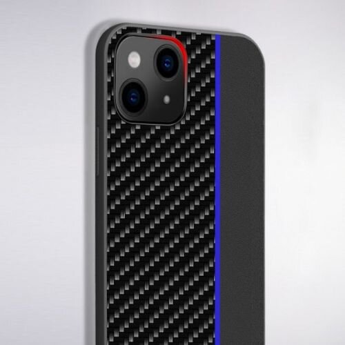 Nillkin silikonski ovitek za iphone 13 6.1 - carbon črn z modro črto Slike