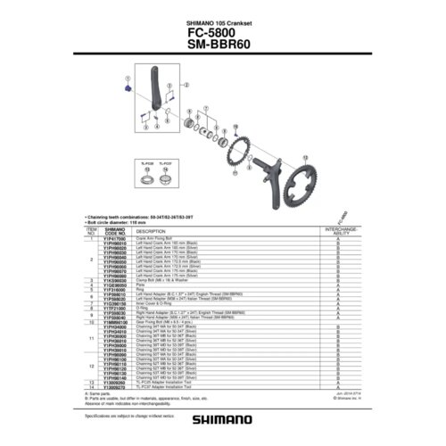  Lančanik Pogona Shimano Fc-5800L 52Z-Mb Za 52-36Z Crn Cijene