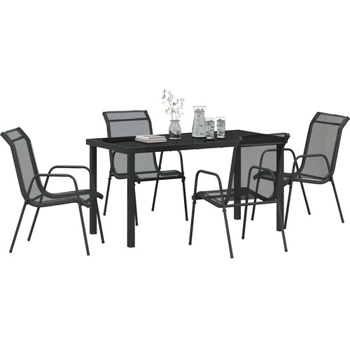  Vrtni set za objed 5 pcs Crna Čelik s prahom premazan Slike