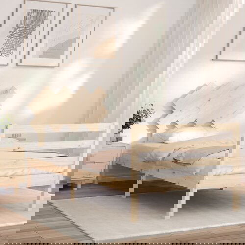 vidaXL Okvir kreveta s uzglavljem 3FT za jednu osobu od masivnog drva Cijene