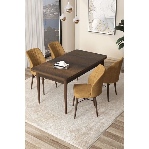 Hanah home Set Trpezarijski sto i 4 stolice Arp, oker-smeđa Cene