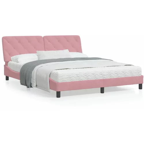 vidaXL Okvir za krevet s uzglavljem ružičasti 160x200 cm baršunasti