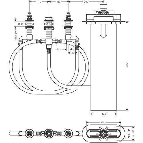 Hansgrohe 13440180 podometna enota za dvoročno armaturo za kad (brez armature) Cene