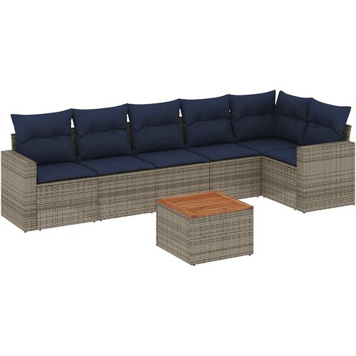  7-dijelni set vrtnih sofa od poliratana s jastucima sivi Slike