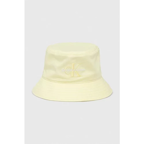 Calvin Klein Jeans Bombažni klobuk rumena barva