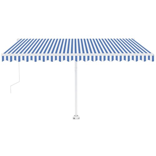 vidaXL Avtomatska tenda LED + senzor 450x350 cm modra in bela, (20728512) Cene