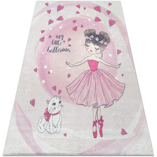 RugsX Preproge BAMBINO 2161 pralna preproga Ballerina, mačka za 200x290 cm Rožnata Slike