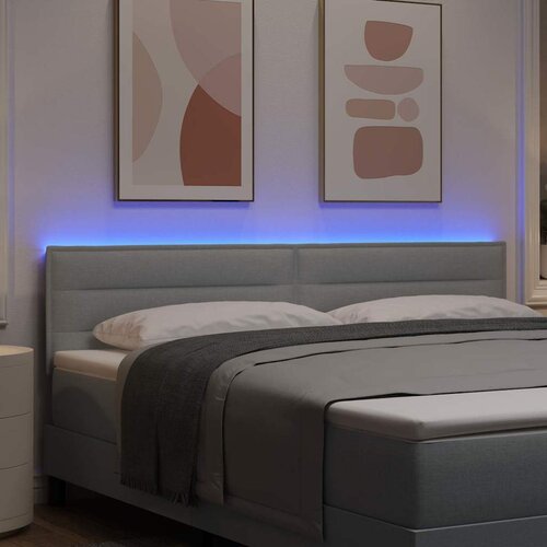  LED glava kreveta s LED trakama Svijetlo siva 180 cm tkanina Slike