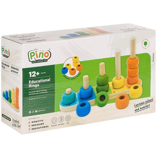 Pino drvena igračka Didatički prstenovi, 12m+ Slike