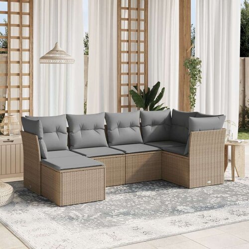 vidaXL 6-dijelni set vrtnih sofa s jastucima bež od poliratana Cijene