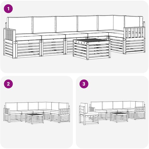  Set vanjskih sofa 7 kom. Bijela i bež Poliester 59 x 59 x 37 cm Slike