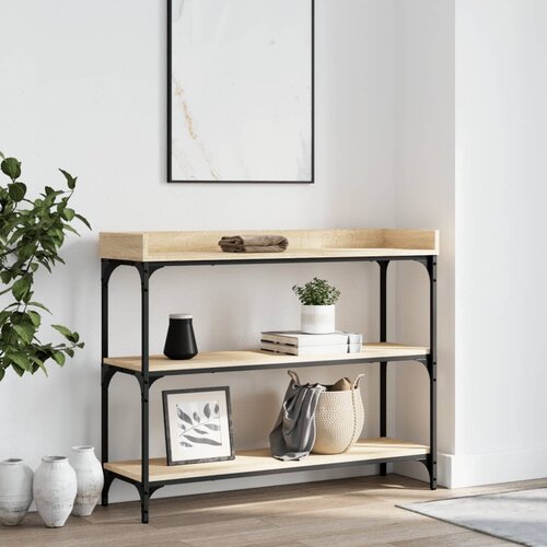  The Living Store Konzolna mizica s policami sonoma hrast 100x30x80 cm - Konzolna Mizica, (21448304) Slike
