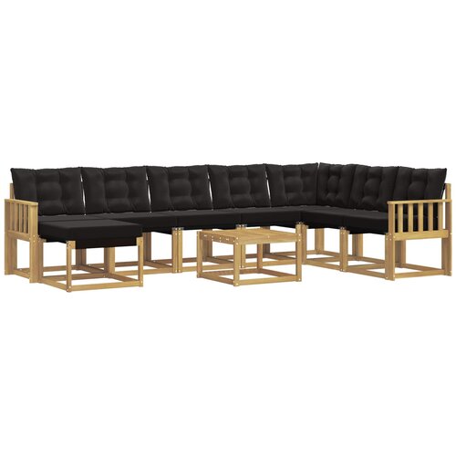 vidaXL Zunanja garnitura za sedenje z blazino 9 pcs Bela in črna, (5000281924) Cene