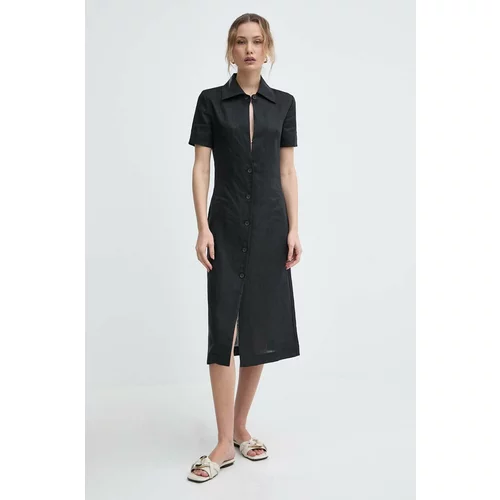 Liviana Conti Lanena haljina boja: crna, mini, širi se prema dolje, L4SL25