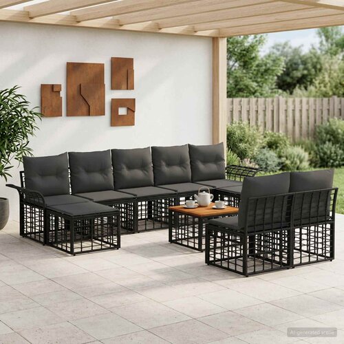  Set vanjskih sofa 10 kom. Crna i tamno siva Poliester Cijene