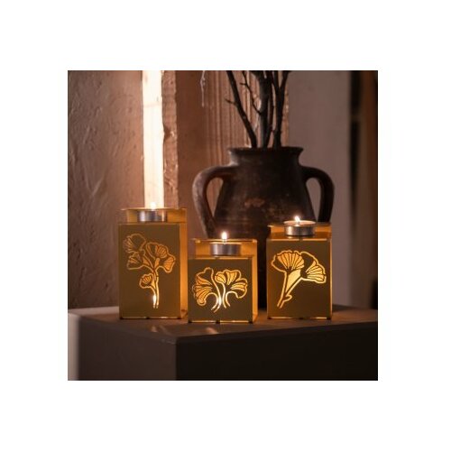 WALLXPERT set svećnjaka ginkgo tealight APT549 gold Slike