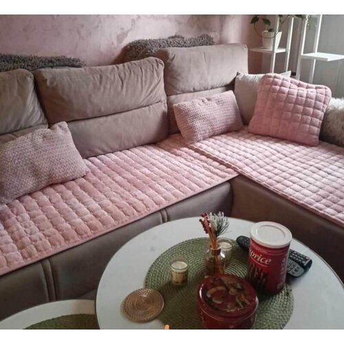  Set sedalnih prekrivača Stela (Dva dela) za ugaonu garnituru - Roze Cene
