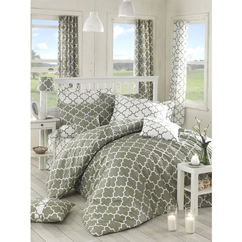  madalyon greywhite ranforce king quilt cover set (fr) Cene