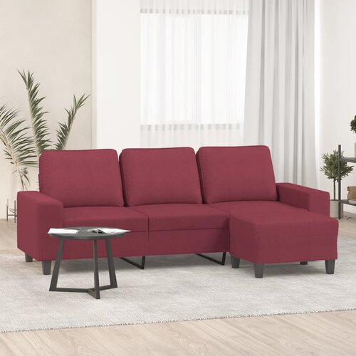  Trosjed s tabureom crvena boja vina 180 cm od tkanine Cijene