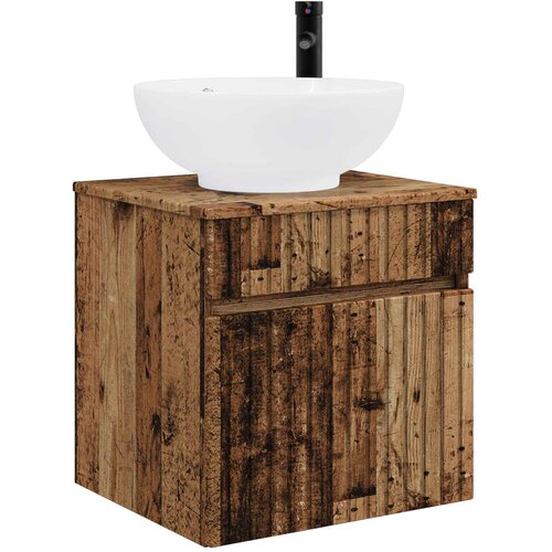 vidaXL Lavabo - Umivaonik s policom za zid Staro drvo 49 x 44 5 x 66 5 cm - Staro drvo Cijene