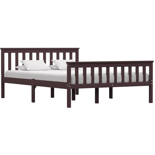 VidaXL Posteljni okvir temno rjav iz trdne borovine 140x200 cm, (20606552) Slike