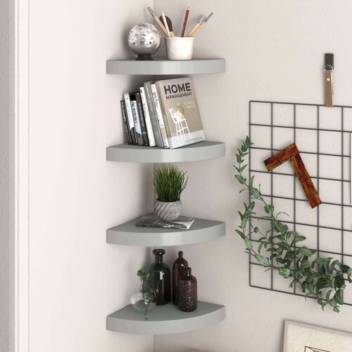  Plutajuće kutne police 4 kom sive 25 x 25 x 3 8 cm MDF Slike