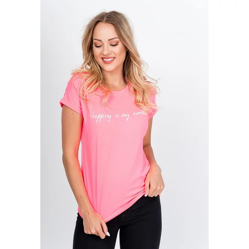 Kesi Women's T-shirt with the inscription "Shopping is my cardio" - pink,