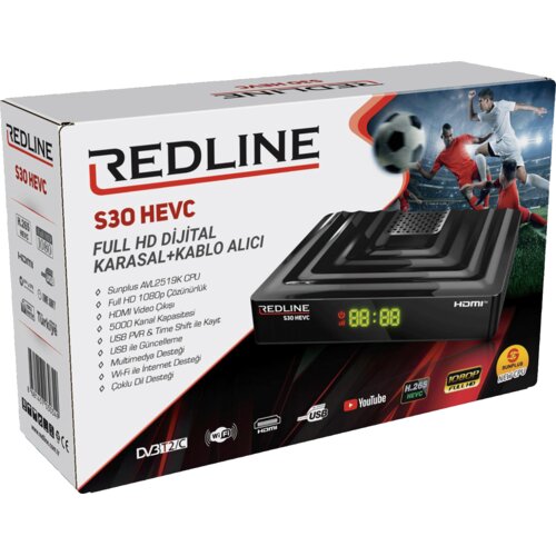 Redline prijemnik zemaljski,DVB-T2/C,Full HD,H.265/HEVC, wifi,scart - S30 hevc Slike
