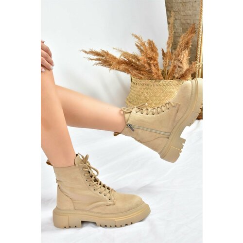 Fox Shoes Beige Suede Women's Thick Sole Daily Boots Cene