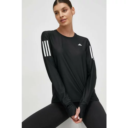 Adidas Majica z dolgimi rokavi za tek Own the Run črna barva
