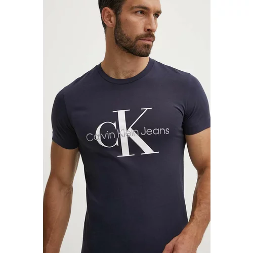 Calvin Klein Jeans Pamučna majica za muškarce, boja: tamno plava, s tiskom, J30J320935