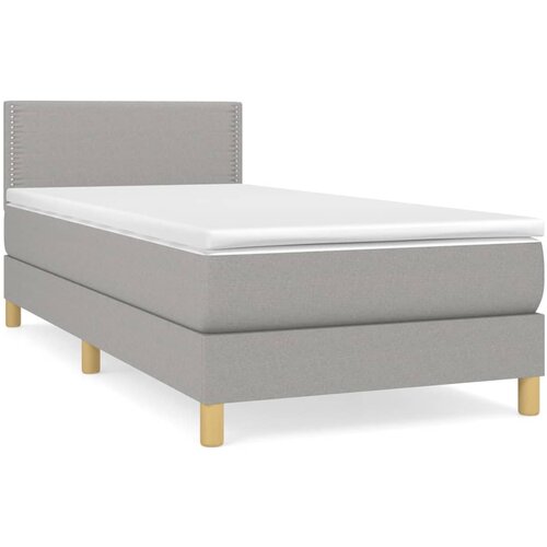 Maison Chic Box spring postelja - Vzmetna postelja z vzmetnico svetlo siva 90x200 cm blago SL6549, (21904319) Slike
