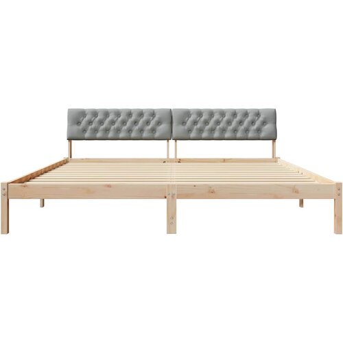  Okvir kreveta s uzglavljem Smeđa i svijetlo siva 200 x 200 cm Slike