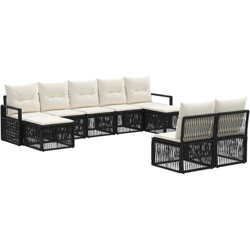 vidaXL Vrtna sedežna garnitura 9 pcs Črna poli ratan, (5000270727) Cene